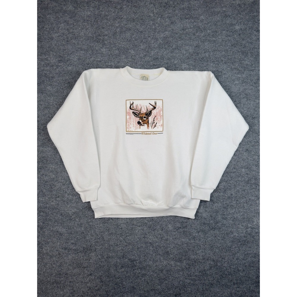 Vintage 1993 Whitetail‎ Deer Crewneck Sweatshirt Made USA Cotton Grove L